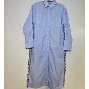 J McLaughlin Catalina Tunic Striped Shirt Dress Silhouettes Women's Medium Blue